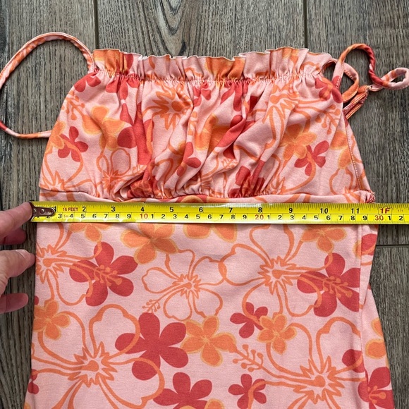 ASOS Hawaiian Summer Beacy Peachy Floral Mini Dress - Size US 4 - Picture 5 of 7